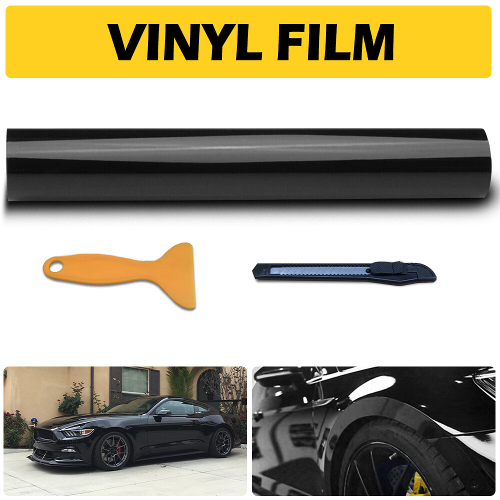 Gloss Black Vinyl Automotive Wrap Film Roll Car Wrap Stickers 59IN x 11.8IN