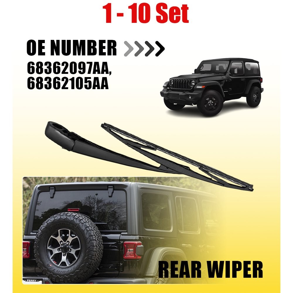 1-10Set Rear Window Wiper Arm&Blade Smooth 68362105AA Fit 2018-25 JEEP WRANGLER