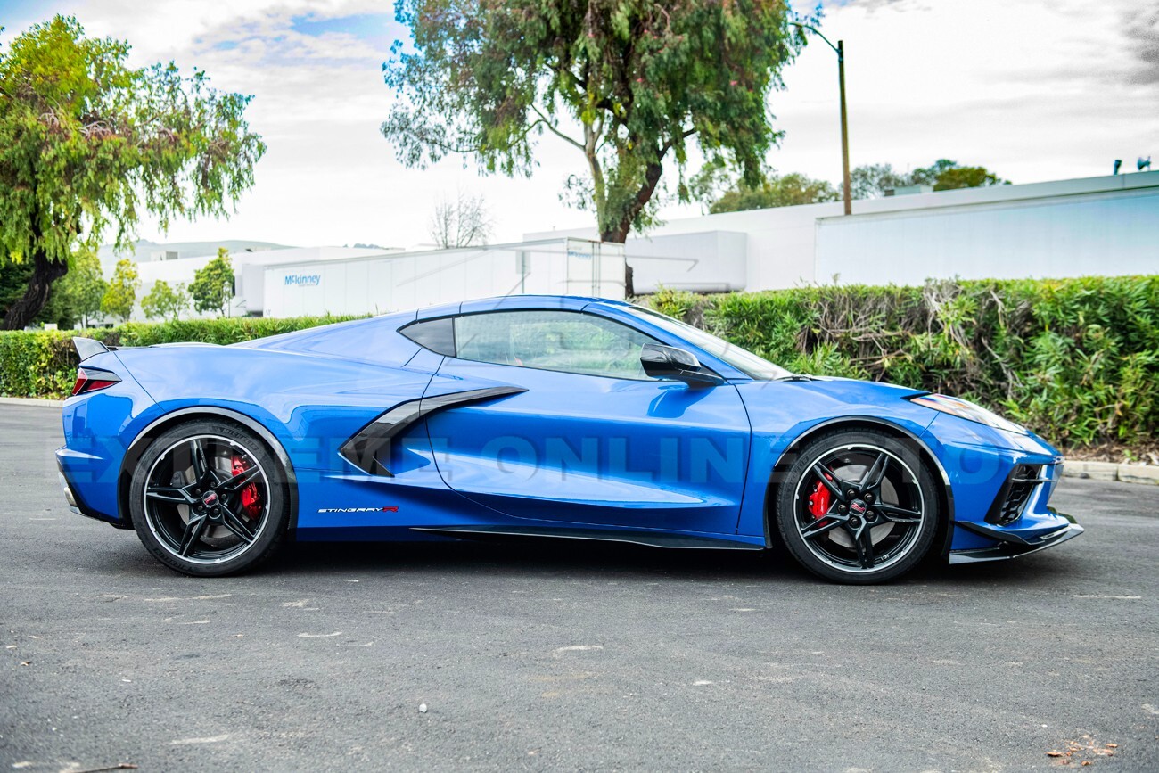 For 20-Up Corvette C8 Hydro-Dipped Carbon Fiber Front Rear Wheel Fender Mud Flap