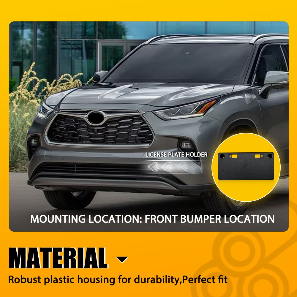 For Highlander Toyota 2020-2024 Front Bumper License Plate Tag Holder Bracket