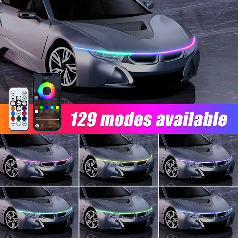 RGB LED Strip Car Hood Light Daytime Running Decoration Lights Turn Signal Lamp