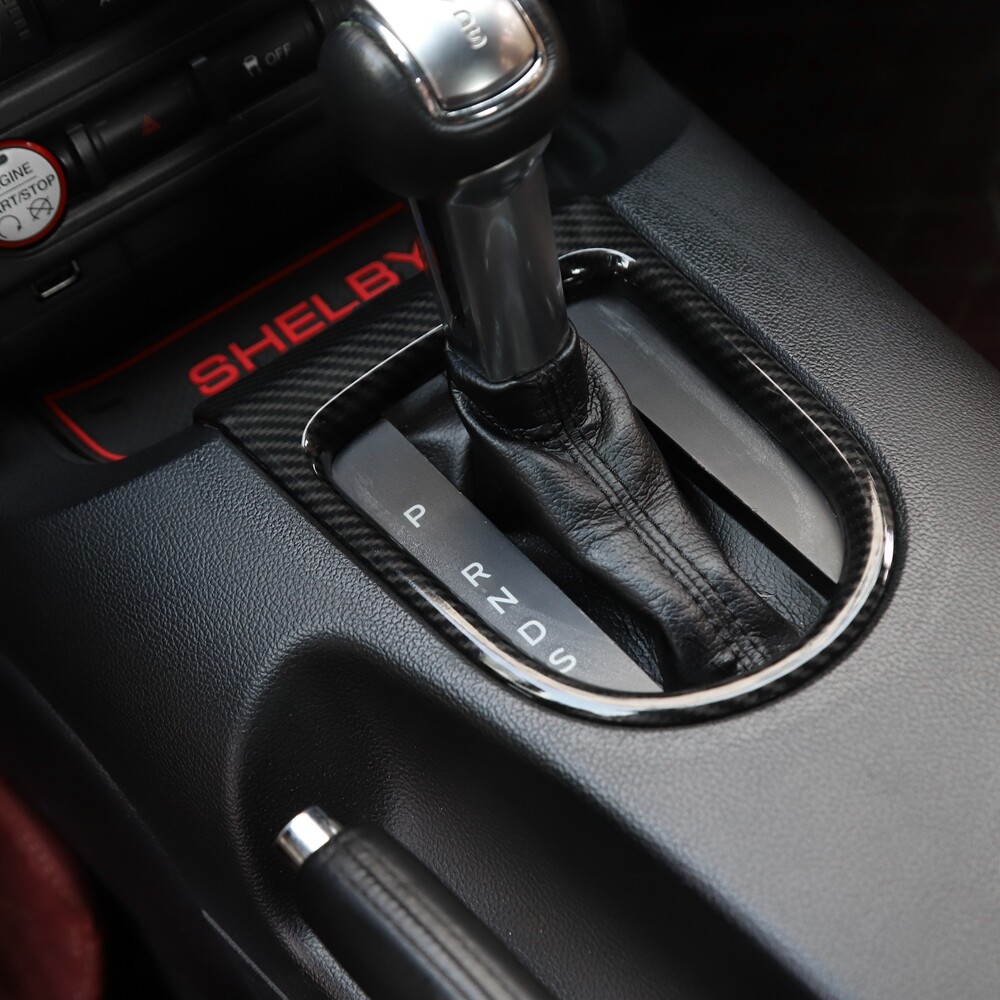 Carbon Fiber Cup Holder Insert &Gear Shift Frame Trim Cover for Ford Mustang 15+