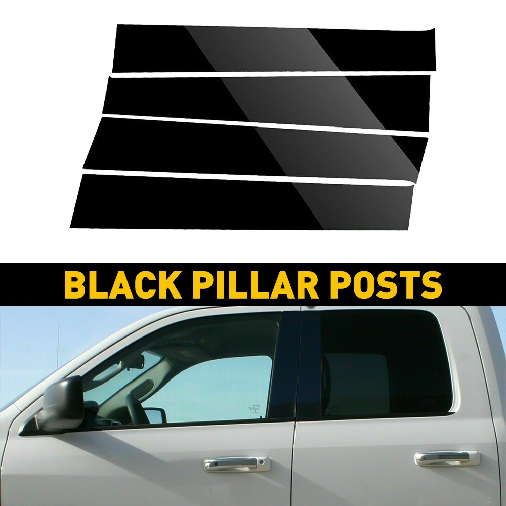 4-40 Gloss Black Door Window Trim For 2009-2018 Dodge Ram 1500 Pillar Post Cover