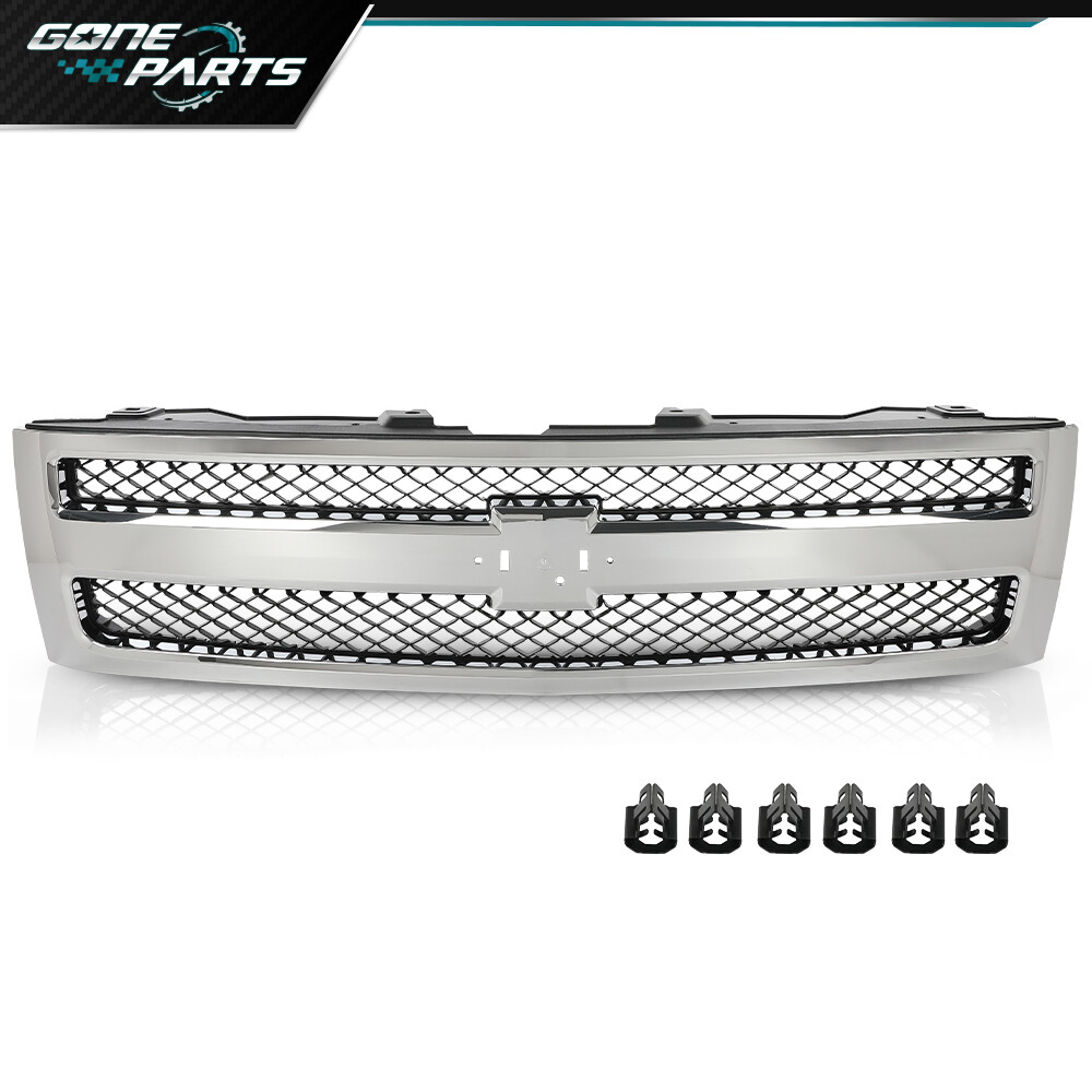 Fit For 2007-2013 Chevrolet Silverado 1500 Grille Shell w/ Black Insert Chrome