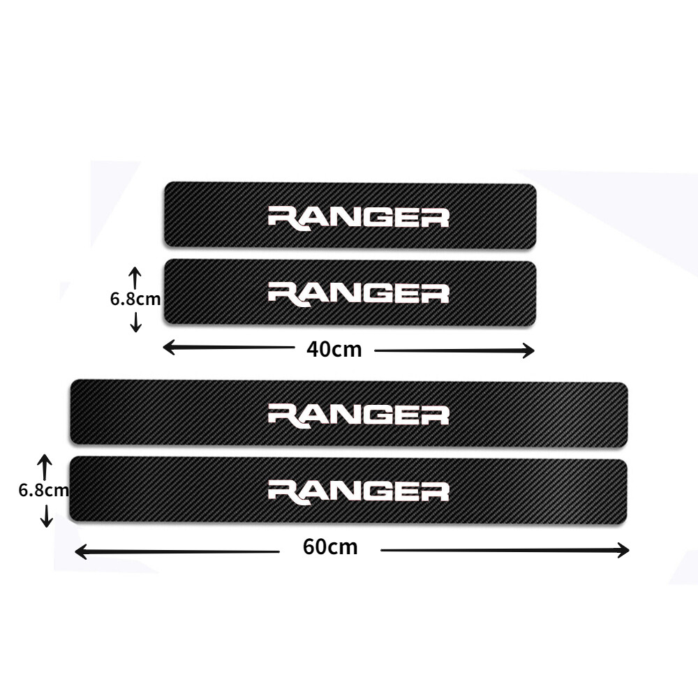 For Ranger 4pcs Car Door Sill Protector Carbon Fiber Leather Sticker