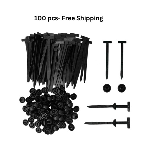 100Pcs Automotive Nylon Cable Tie Fastener Kit – Universal Car Zip Tie Buckle C