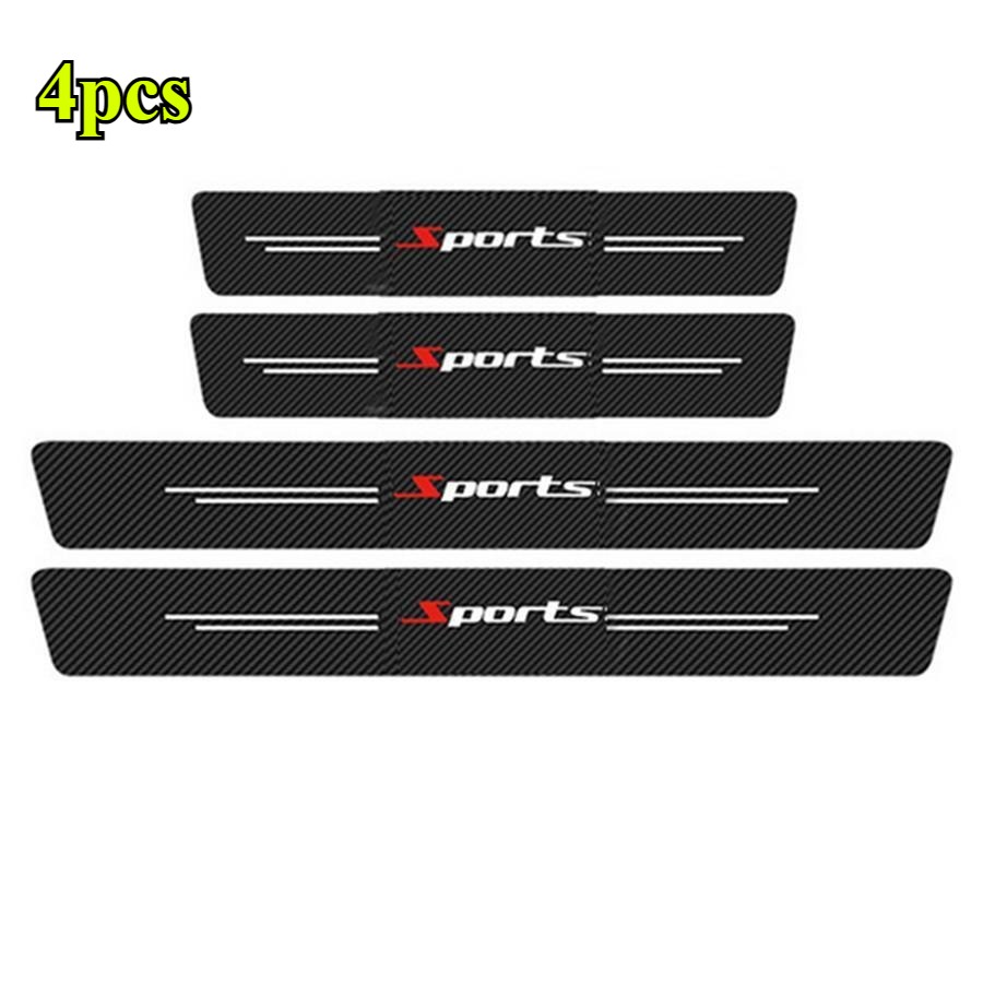 4PCS Rubber Car Door Scuff Sills Cover Panel Step Protector Sports Stickers 1set