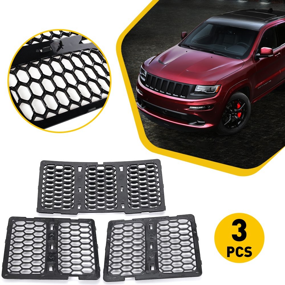 3PCS Front Bumper Honeycomb Insert Grill Fits For 2014-2016 Jeep Grand Cherokee