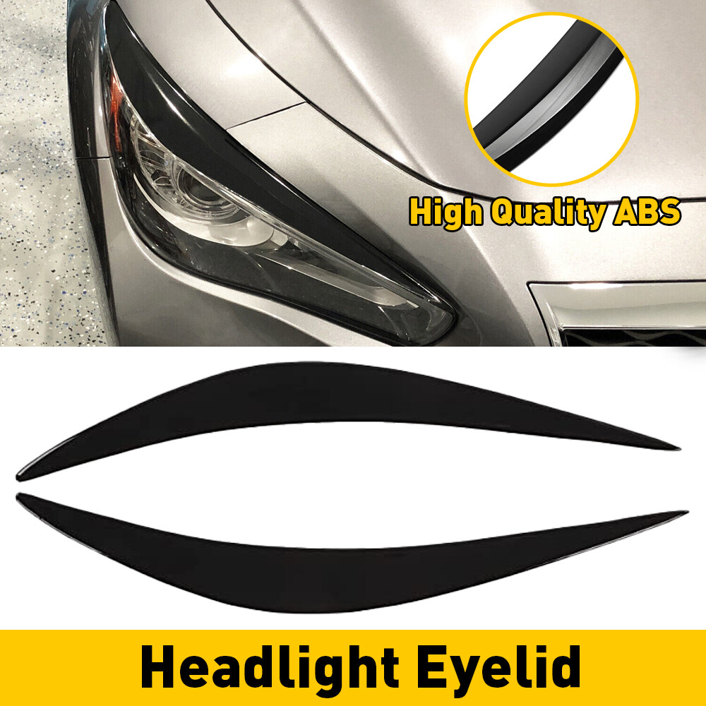 Headlight Eyebrows Eyelid Trim Cover Glossy Black For 2014-2023 Infiniti Q50
