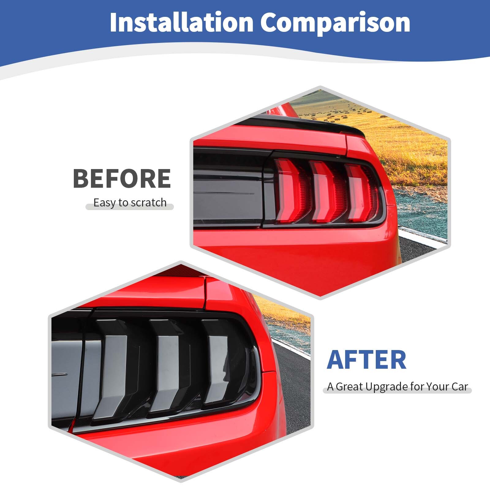 Smoke Black Taillight Lamp Light Cover Guard Decor Trim Molded for Ford Mustang