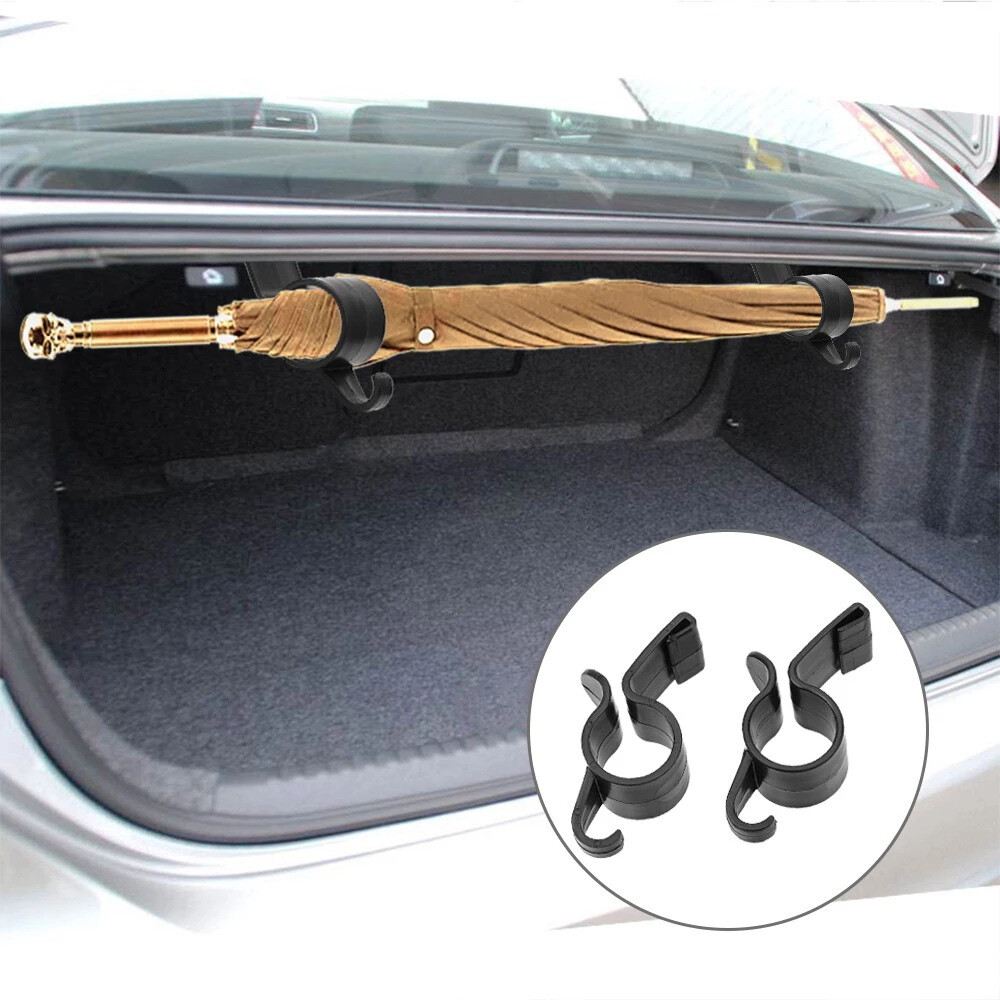 2PC Black Car Trunk Umbrella Hook Holder Hanger Clip Fastener Car Accessories