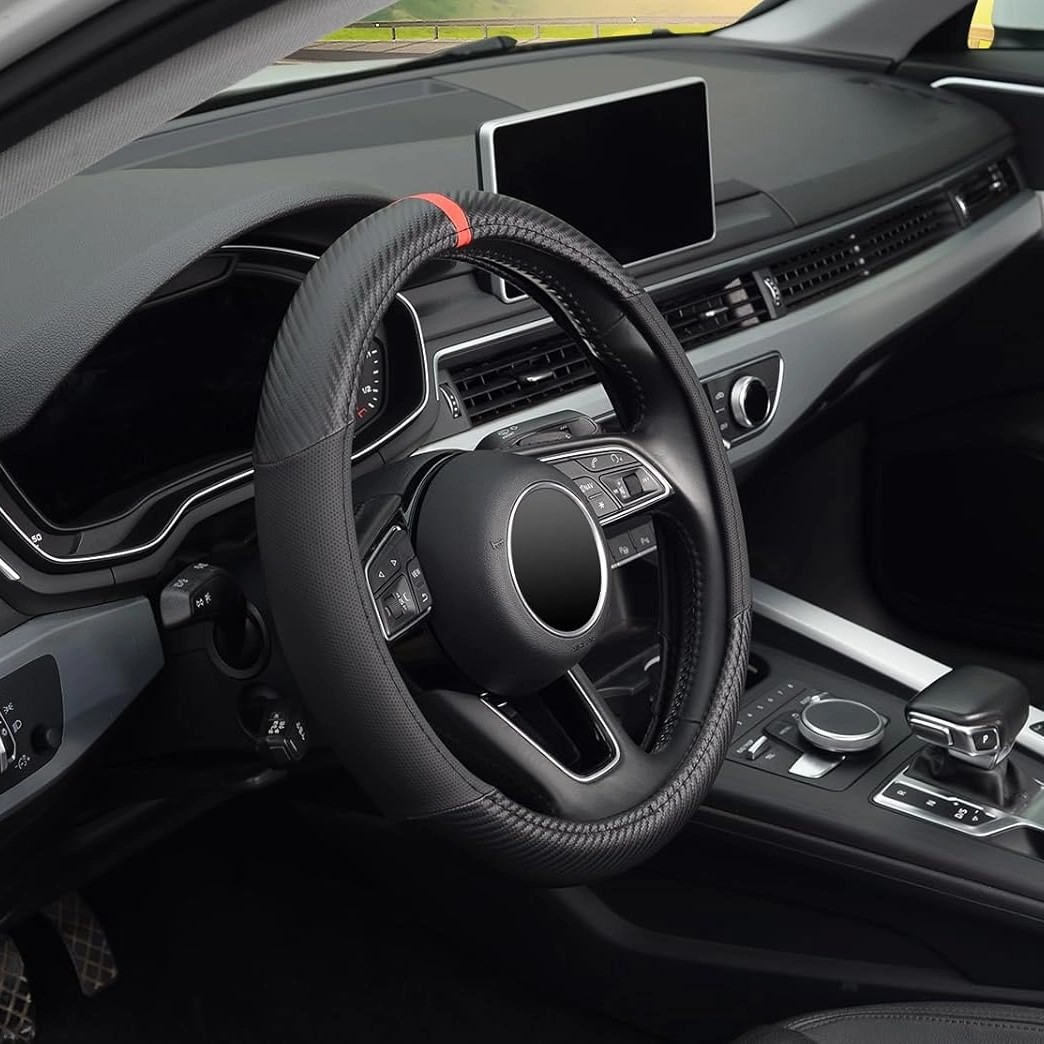 Carbon Fiber Leather Car Steering Wheel Cover Antislip Accessories For Toyota