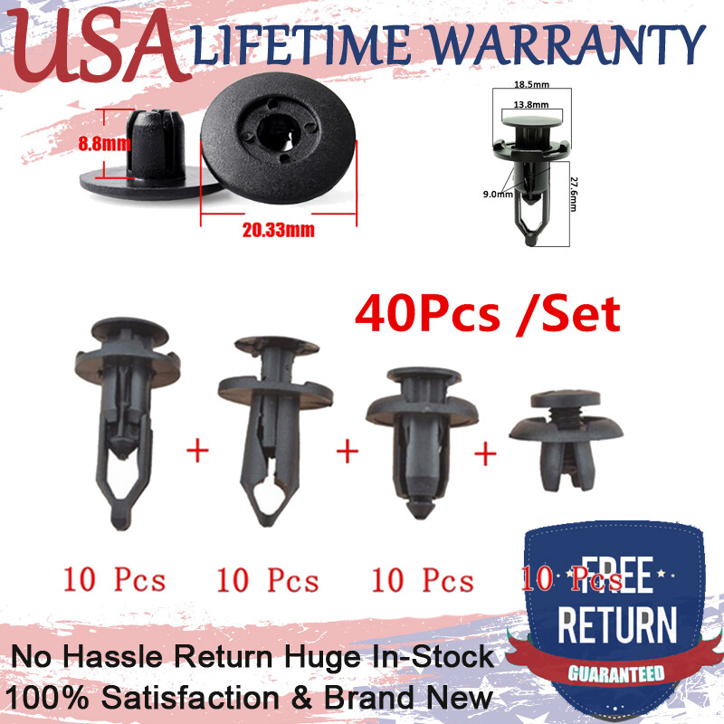 40X Car Body Rivet Push Pin Bumper Fender Retainer Trim Moulding Clips Parts Kit