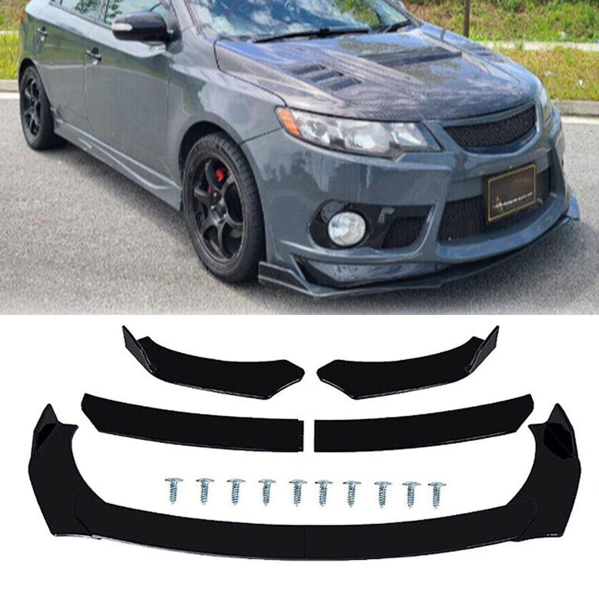 For Kia Cerato Koup Gloss Black Front Bumper Lip Spoiler Splitter Body Kit