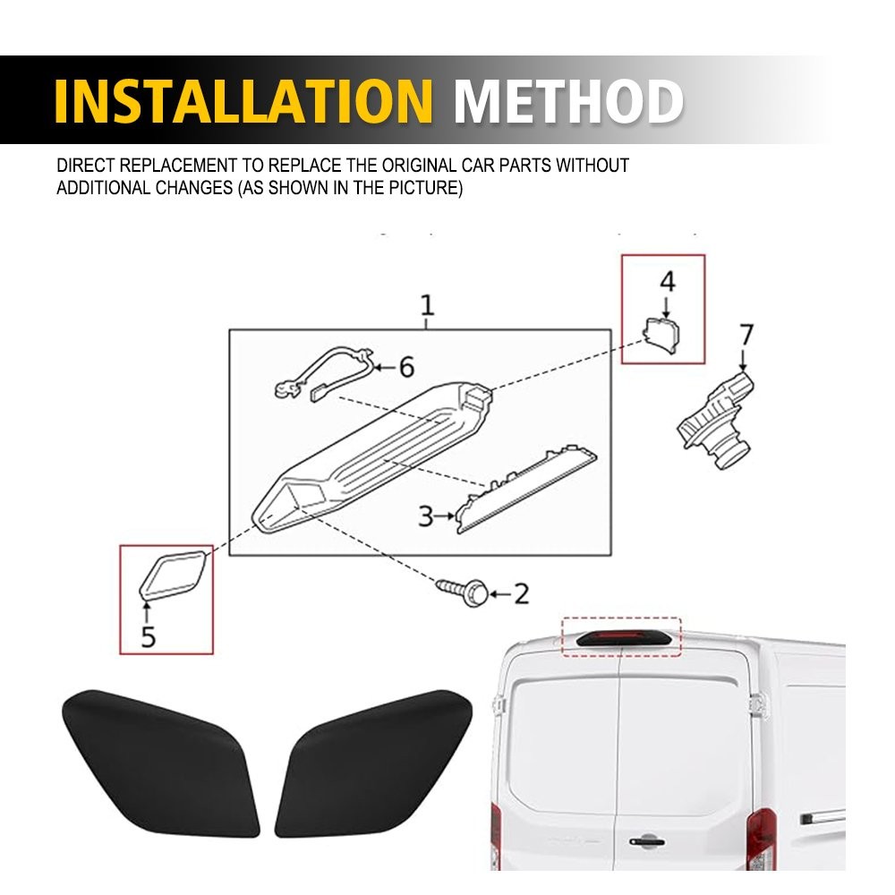 Rear Third Brake Light Trim Lamp Cover Left & Right Fits Ford 2018-2020 Transit