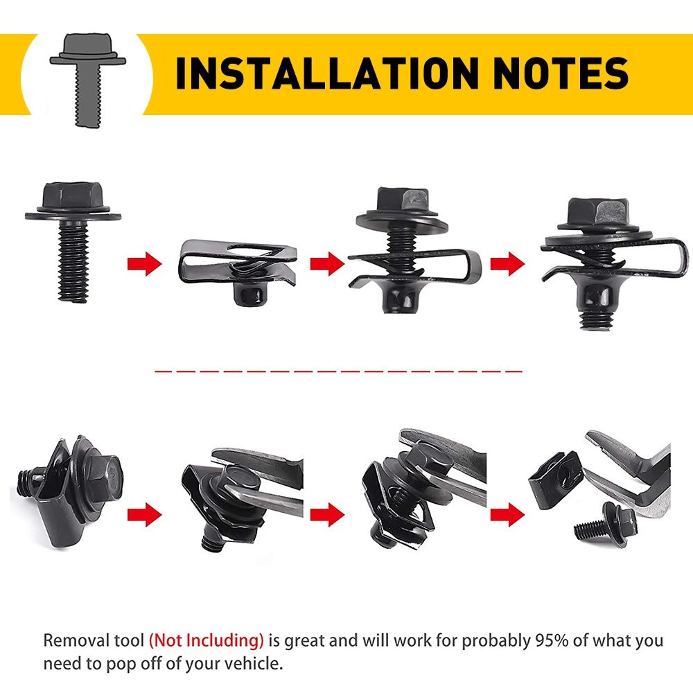 Fit Toyota Body Bolts&U-nut Clips- M6-1.0x20mm Long- 10mm Hex- 20pcs #150 (10ea)