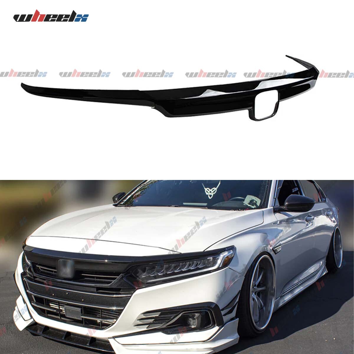 Glossy Black Front Grille Cover Grill Moulding Trim For Honda Accord 2018-2020