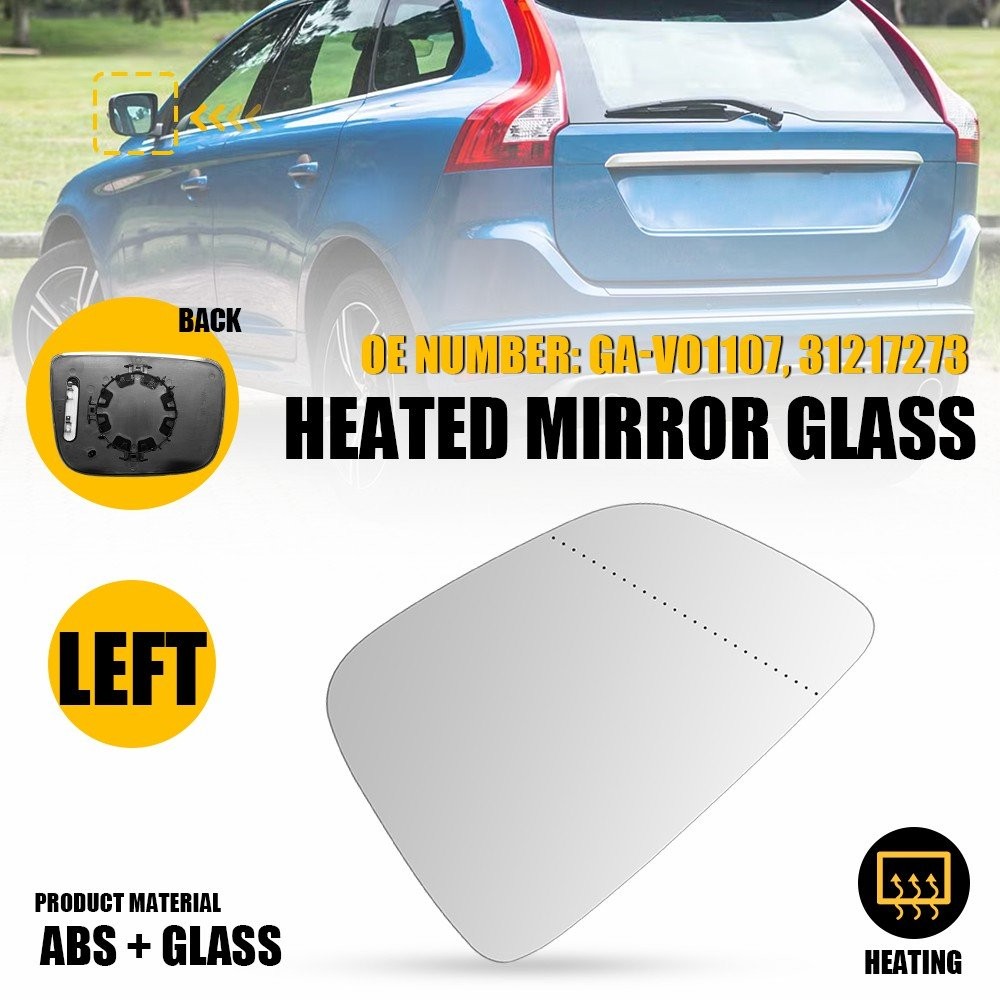 Right Left Heated Mirror Glass with Backing Plate for Volvo XC60 2010-2017 1/2X