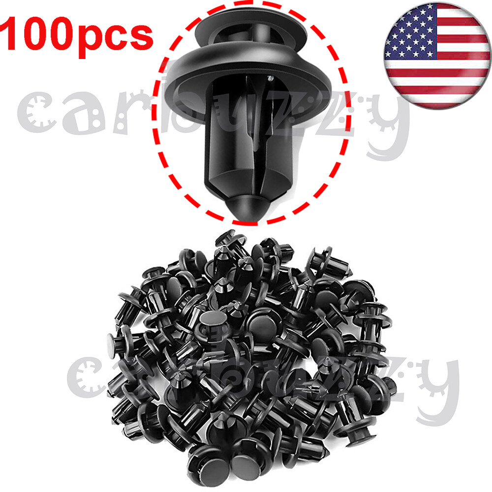 100Pcs/Set Plastic Rivet Car Fender Bumper Push Pin Clips 10mm Hole For Honda