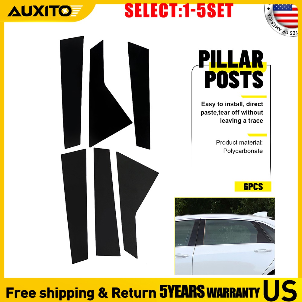 Black Pillar Posts Covers 6PCS Door Trim FOR Cadillac CT6 2016-2020 6-30X