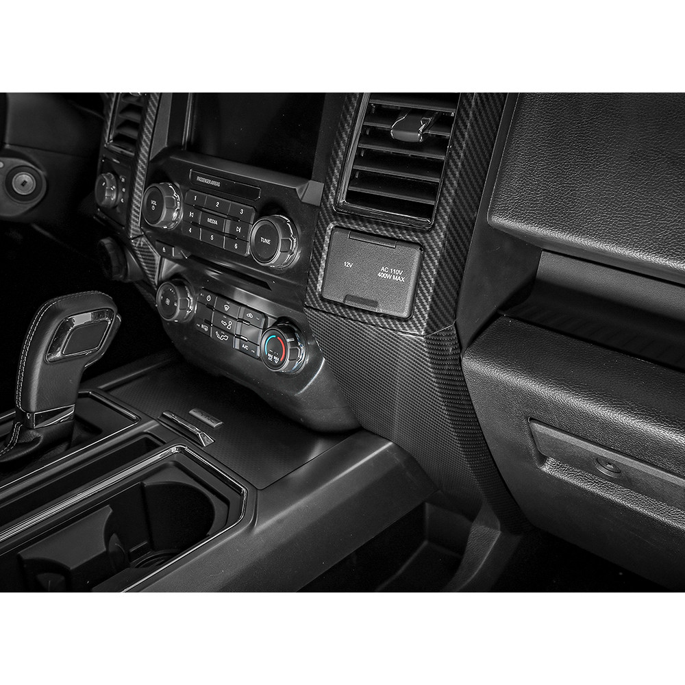 Central Control Decor Panel Cover Frame Trim for Ford F150 15-17 Carbon Fiber A