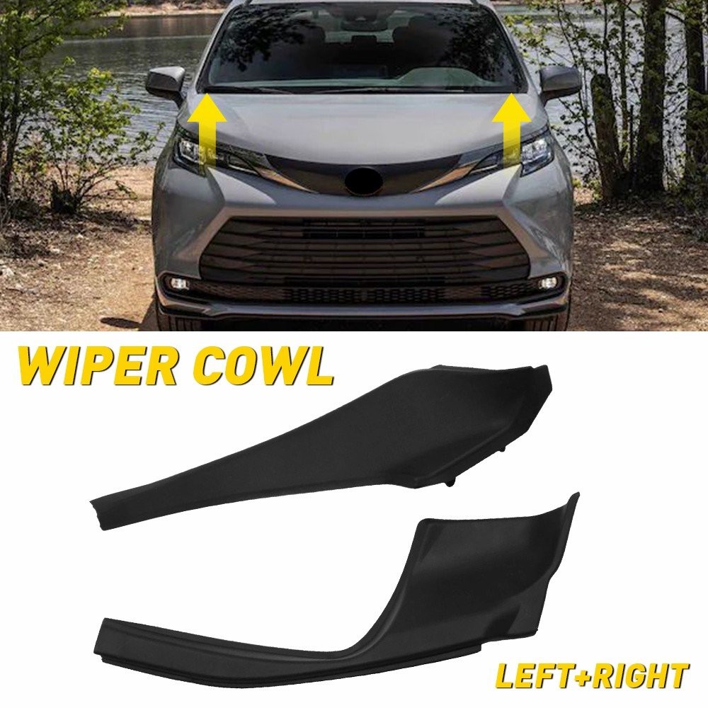 Front LH RH Windshield Wiper Cowl Cover Trim Fit Toyota Sienna 2021-2025 Black