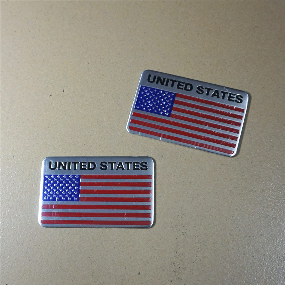 2x Big + 2x Small UNITED STATES Flag Metal Badge Sticker Emblem Decal Car USA GT