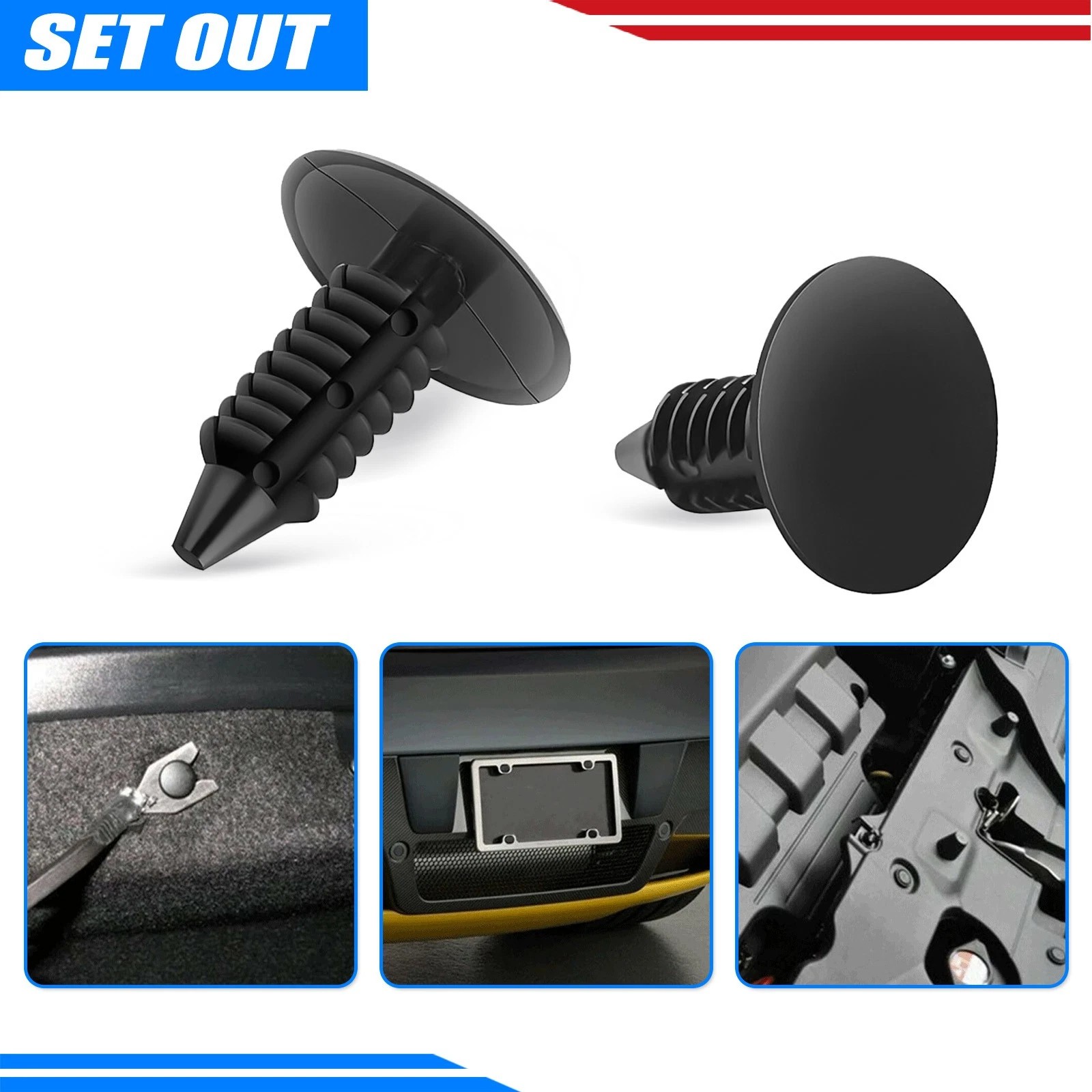100x 8mm Bumper Clips Auto Car Hole Plastic Rivets Fastener Fender Push Pin NEW