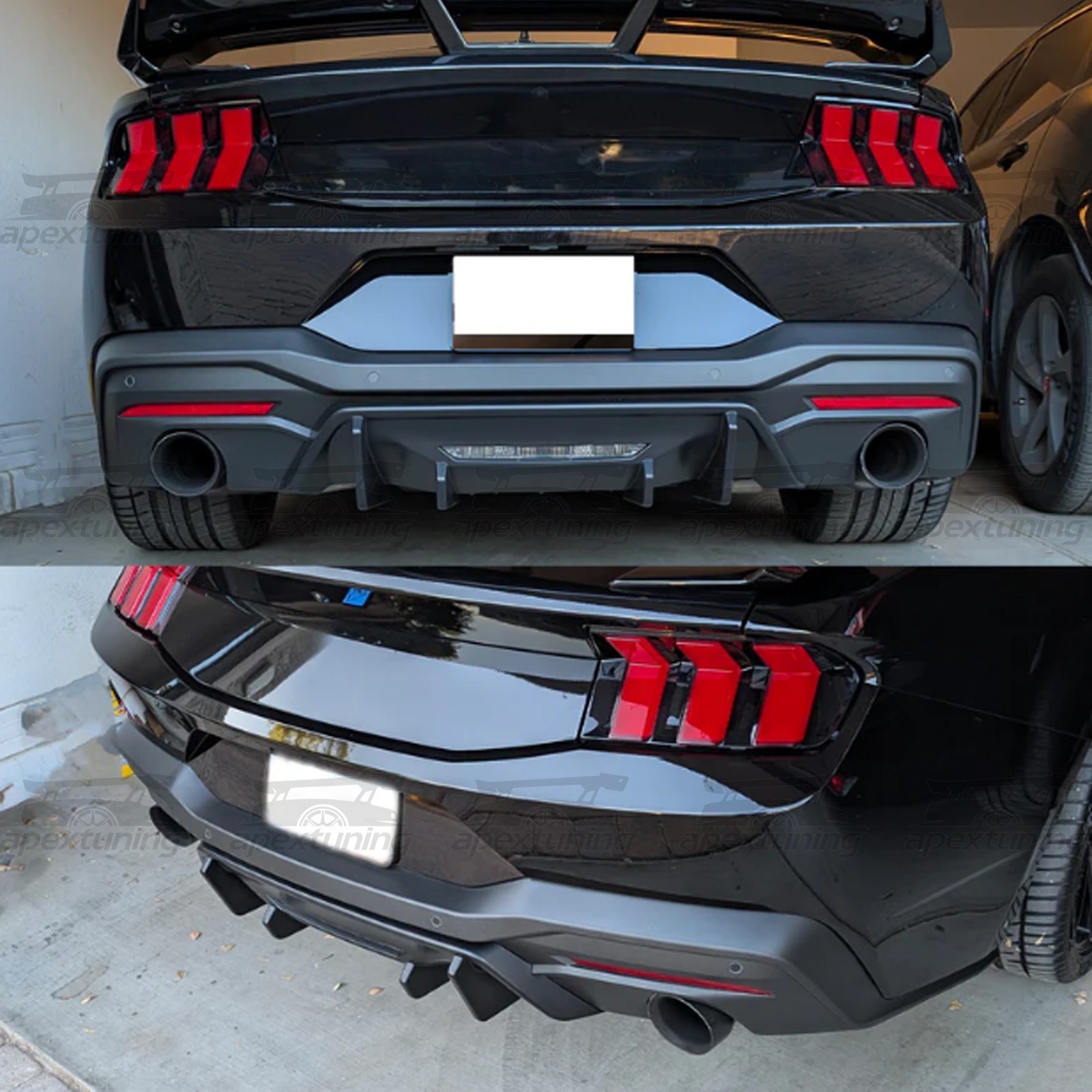 For 2024-2026 Ford Mustang Matte Black Rear Bumper Lower Diffuser Lip Valance