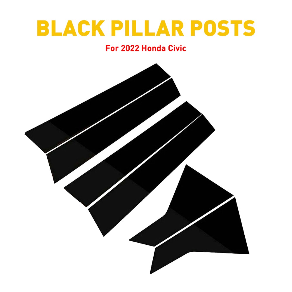 For 2022 Honda Civic 11th Glossy Black Pillar Post Door Trim Car Auto Accessory