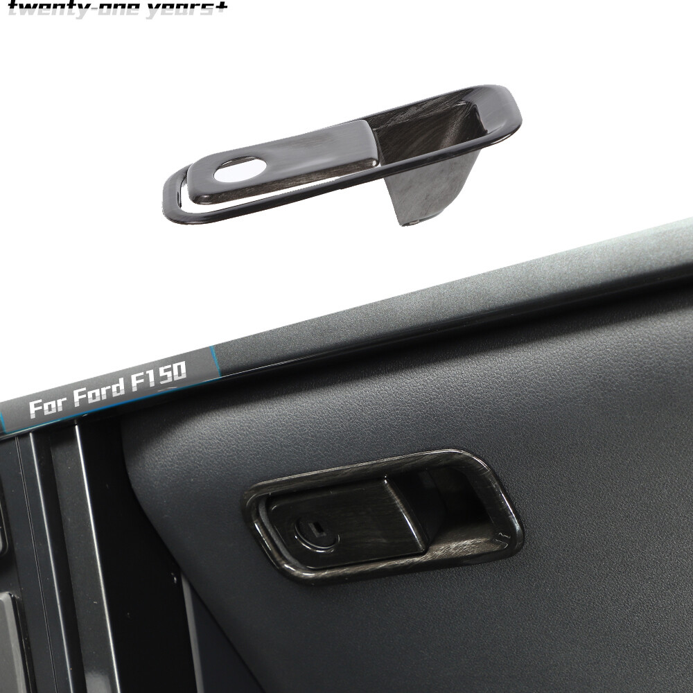 Co-pilot Storage Box Handle Decor Cover Trim For Ford F150 2021+Black Wood Grain