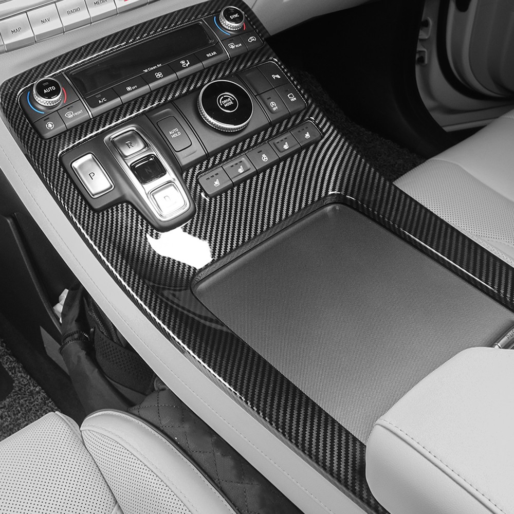 Carbon Center Console Gear Shift Panel Cover Trim For Hyundai Palisade 2020-2022