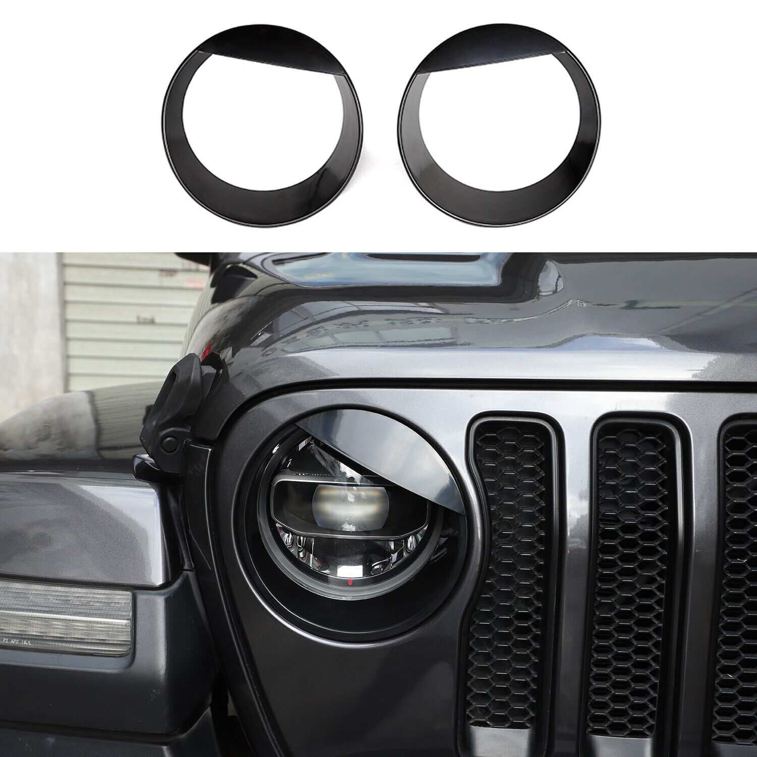 ⭕Front Headlight Cover Insert Eye Bezel for Jeep Wrangler JL /Gladiator JT 2018+
