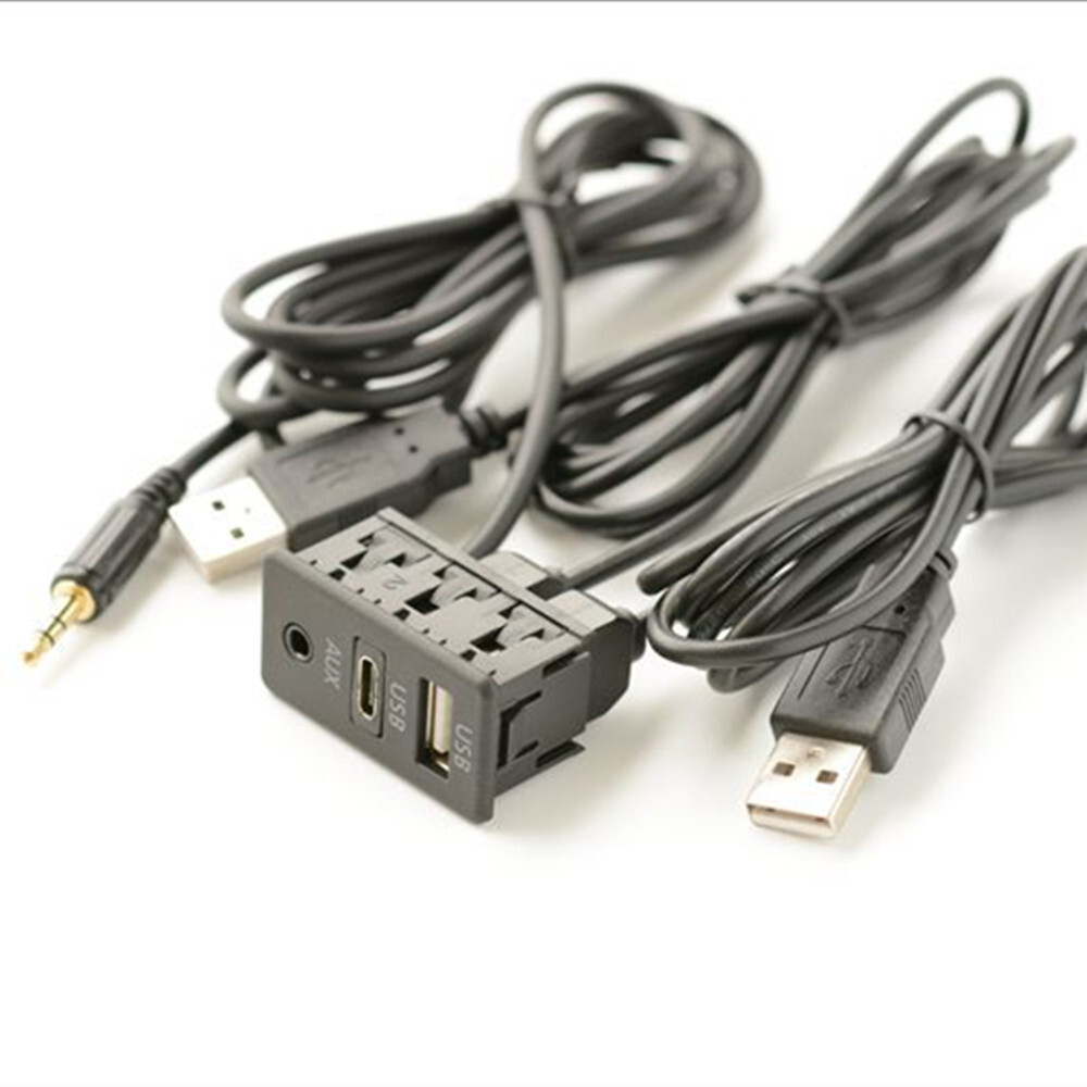 PD USB Port Charger AUX Extension Cable Adapter Car Boat Dash Flush Mount 1.5M