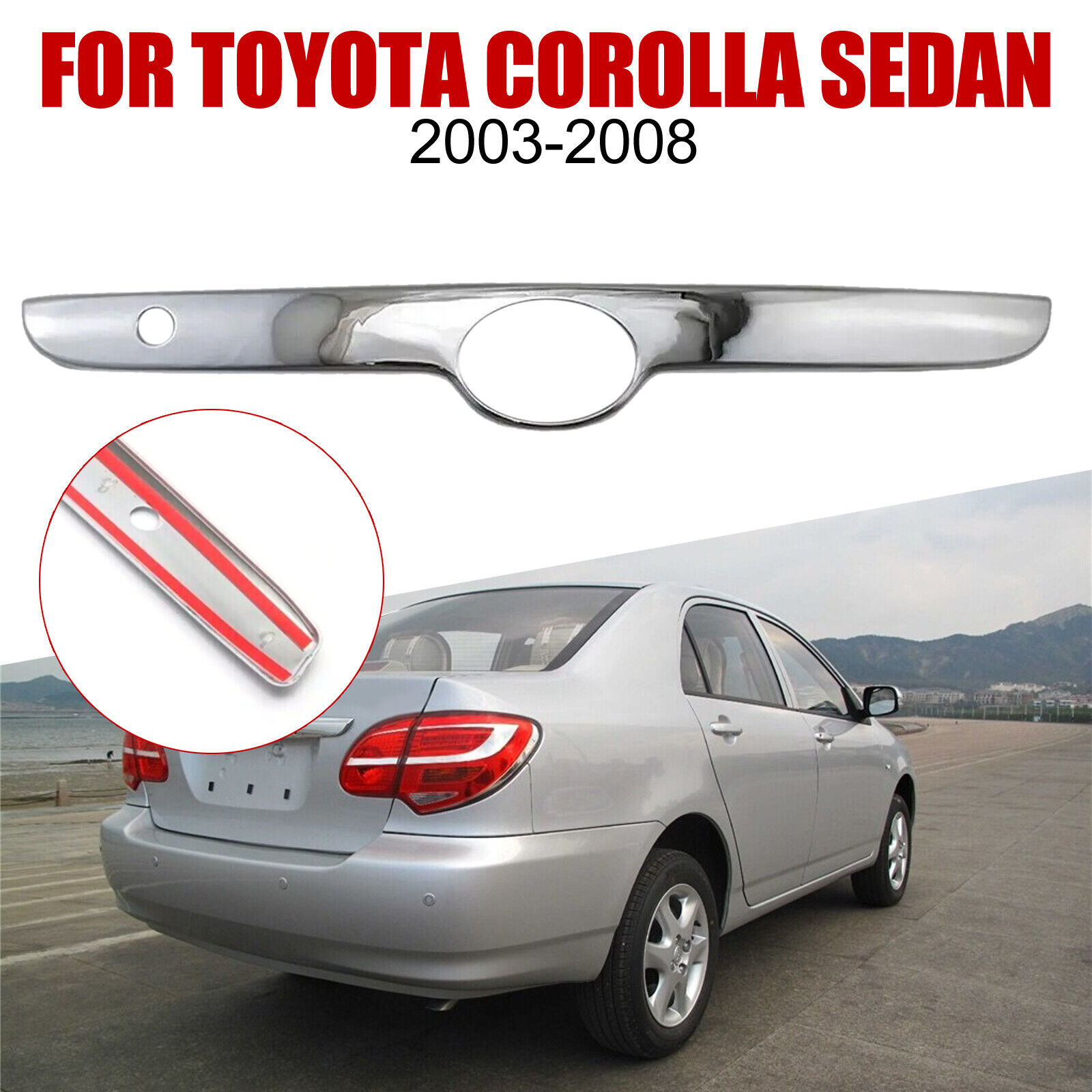 For 2003-2007 Toyota Corolla Sedan Rear Trunk Lift Molding Cover Trim Chrome
