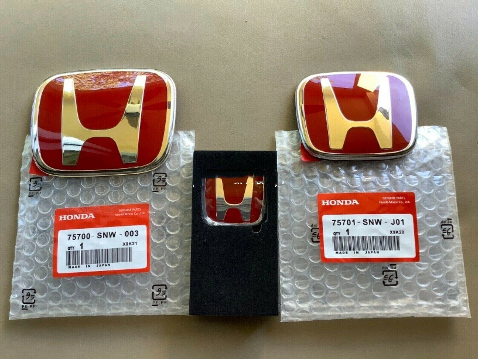 3PC For HONDA CIVIC 2016-2021 Front Rear Badge Steering Red Emblem NEW🔥