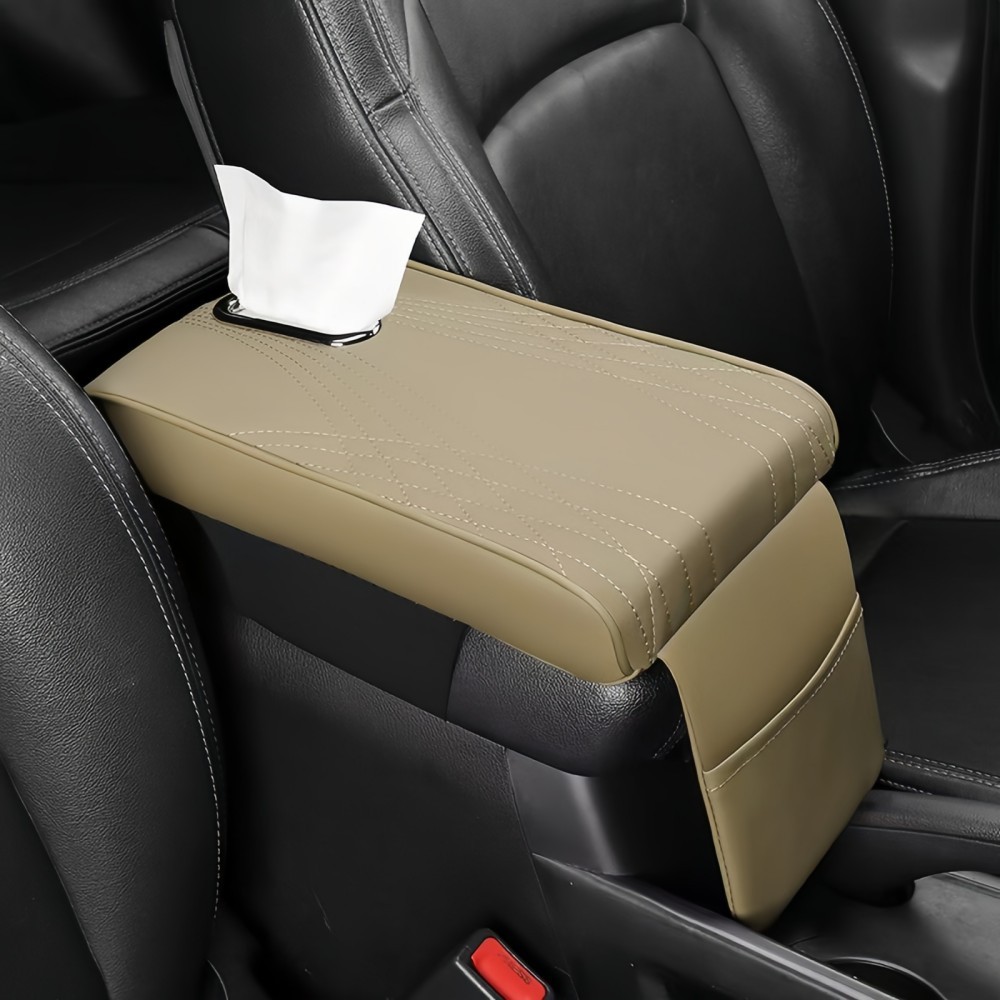 Leather Car Armrest Pad Center Console Box Cover Protector Cushion Accessories