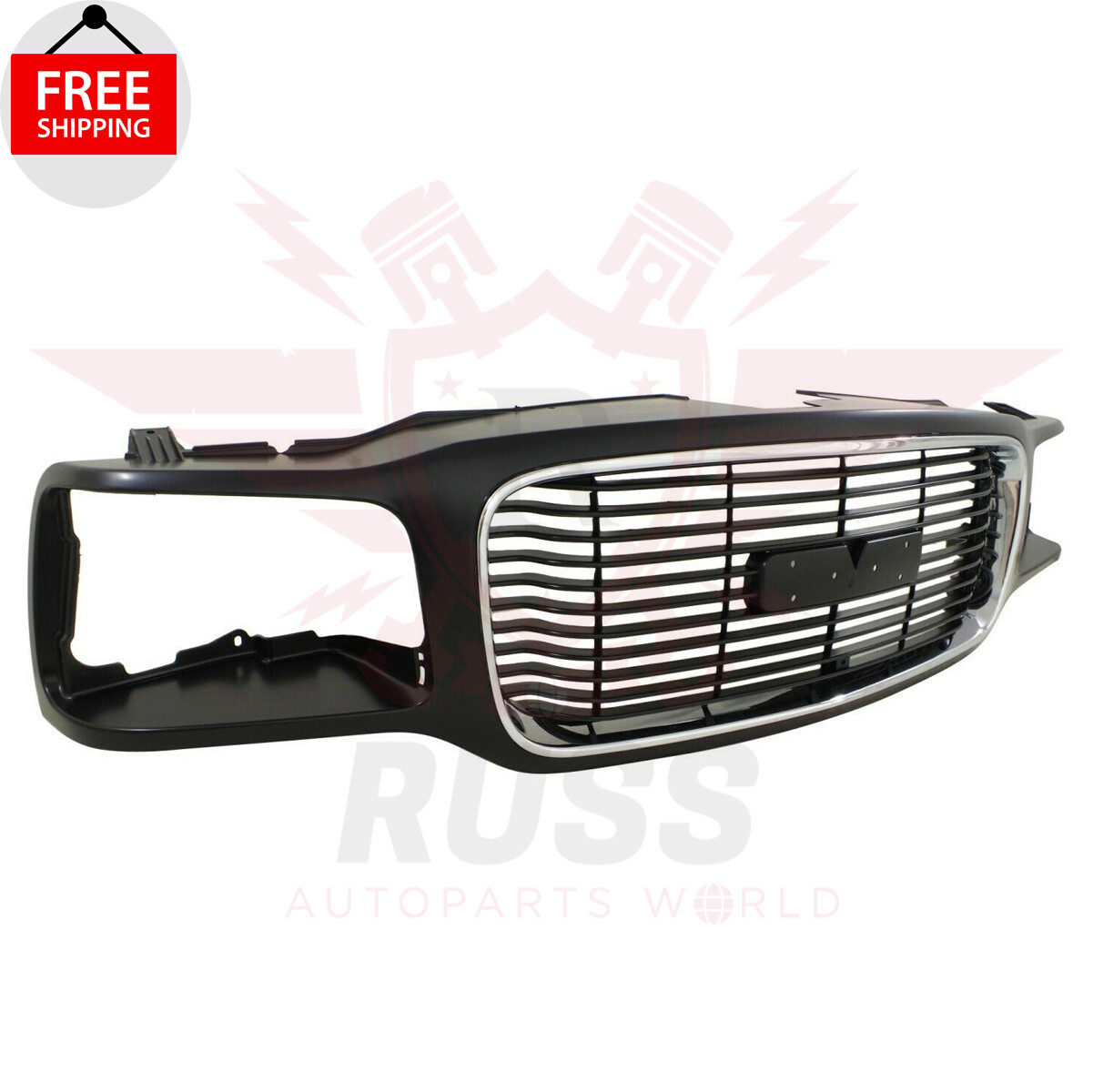 New Front Grille Chrome Shell Black Insert Fits 1992-2000 GMC Yukon GM1200447