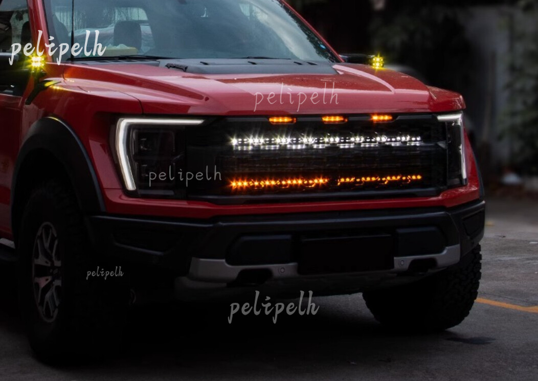 White+yellow LED Front Bumper Grill Lights Fit For 2021-2023 Ford F150 Raptor 2P