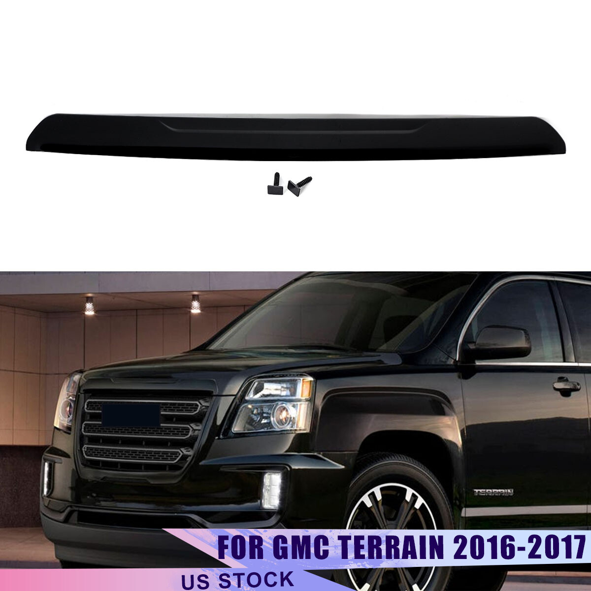 For GMC Terrain 2016-2017 Gloss Black Front Upper Hood Trim Molding Fit 84026888
