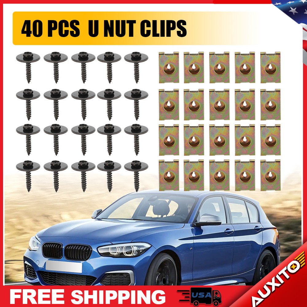 40x Engine Cover Splash Bumper Guard Shield U-nut Bolts Body Fastener Clip Under