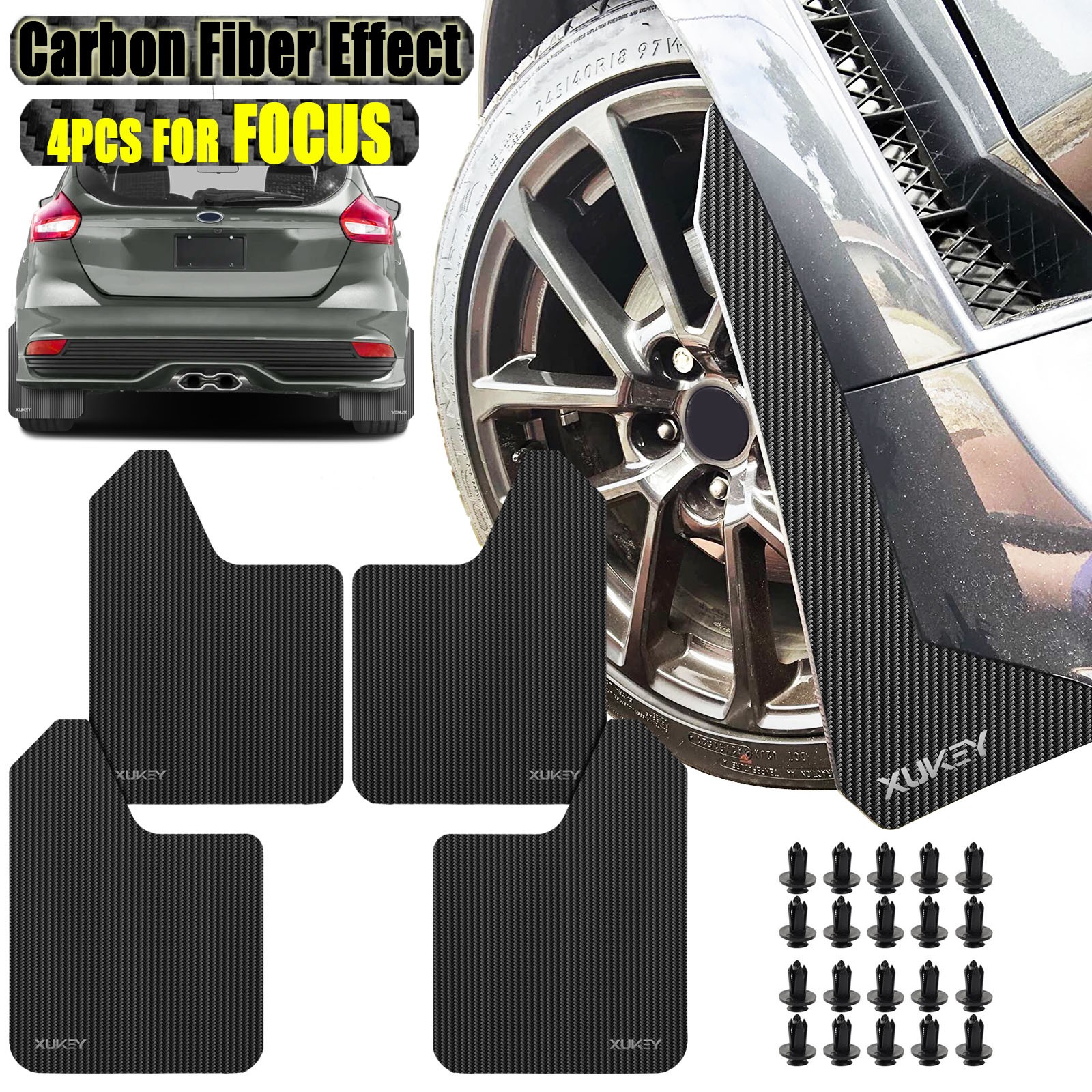 Carbon Fiber Effect Mud Flaps Splash Guards For Ford Focus ST RS Fiesta SE ST170
