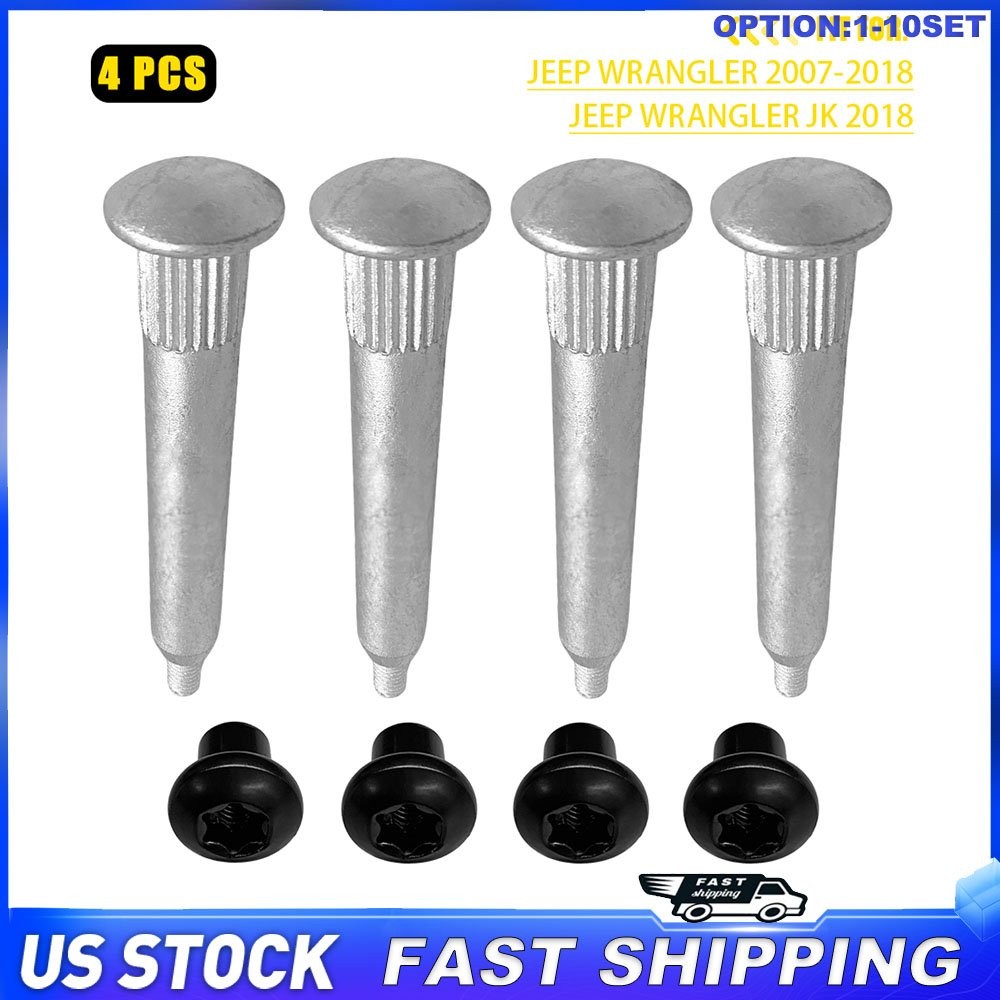 Door Hinge Pins & Pin Bushing Nuts Bolts Kit Metal For Jeep Wrangler 2007-18