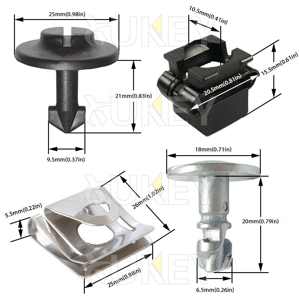 20X Under Engine Cover Undertray Fitting Clips Kit Metal Screw For Skoda Audi VW