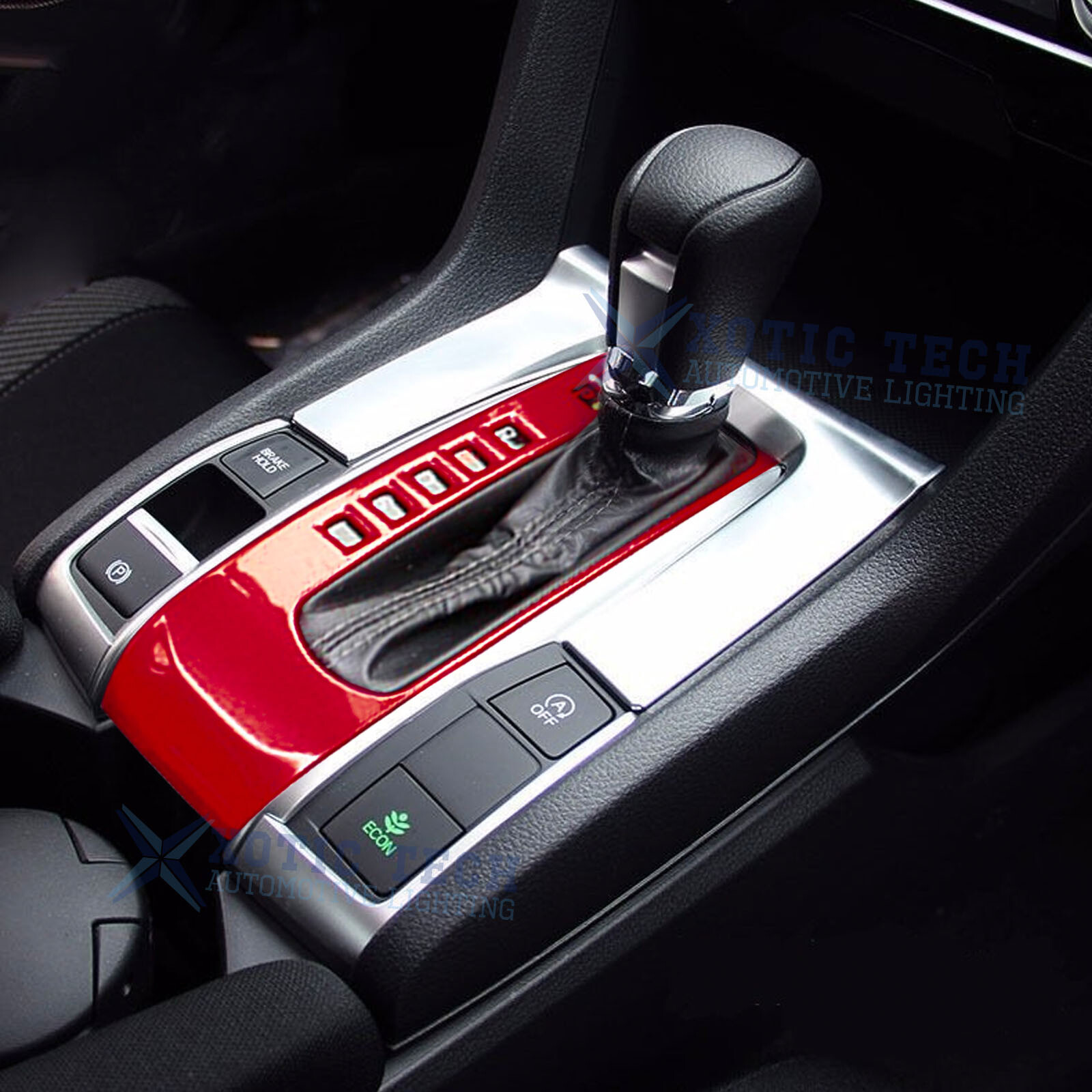 Red ABS Center Gear Shift Box Frame Cover Trim For Honda Civic 10th Gen 2016-21