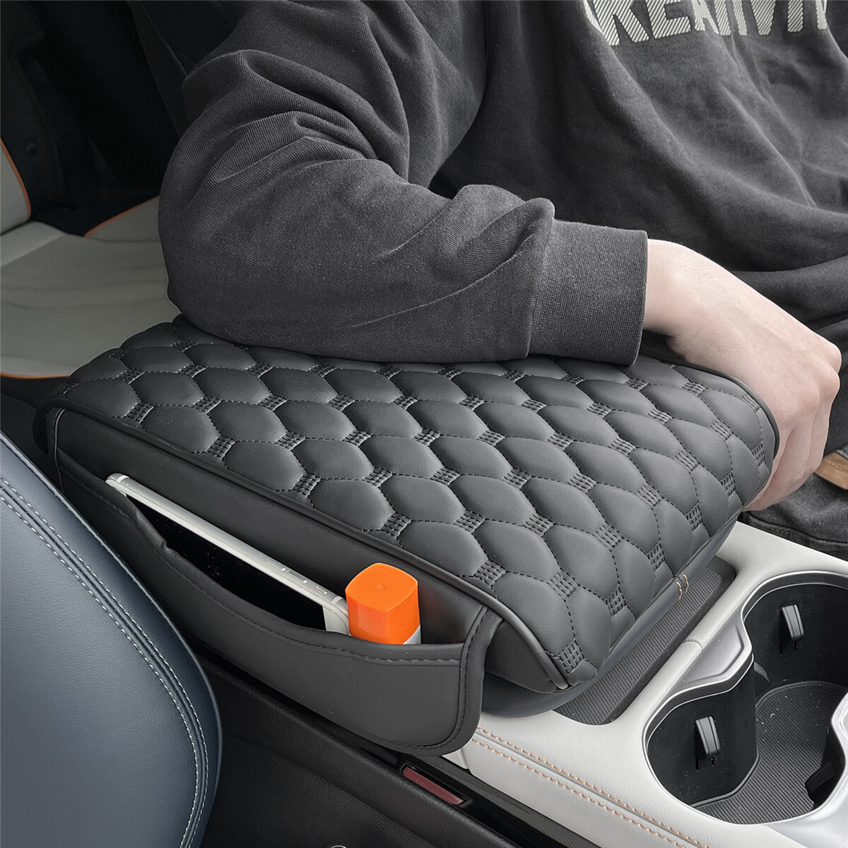 Universal Leather Car Armrest Cover Center Console Box Arm Rest Pad Protector &