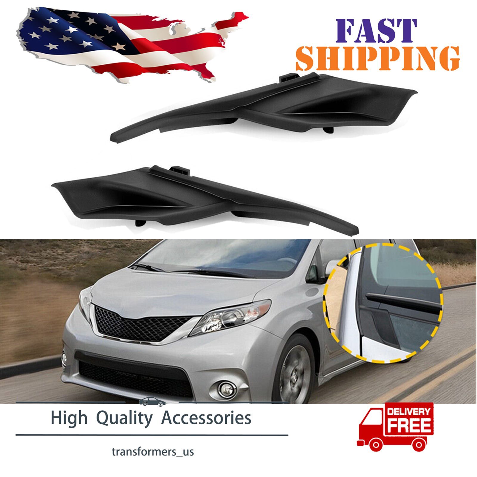 For 11-20 Toyota Sienna Front Windshield Wiper Side Cowl Extension Cover Trim
