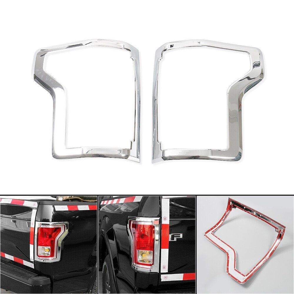 For Ford F-150 2015-2020 Chrome Exterior Taillight Cover Trim Bezels Lamp Frame