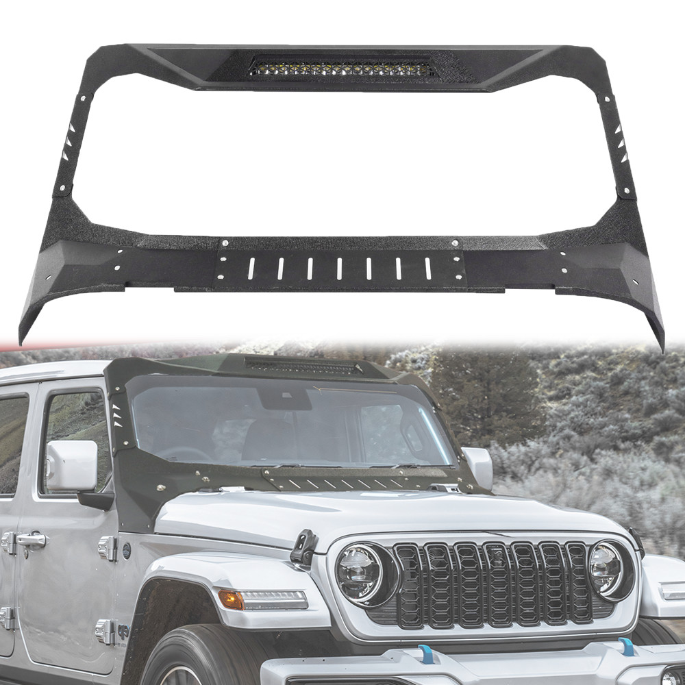 Windshield Frame Cover Visor Cowl Armor Set fit Jeep Wrangler JL JT 18-24 Used