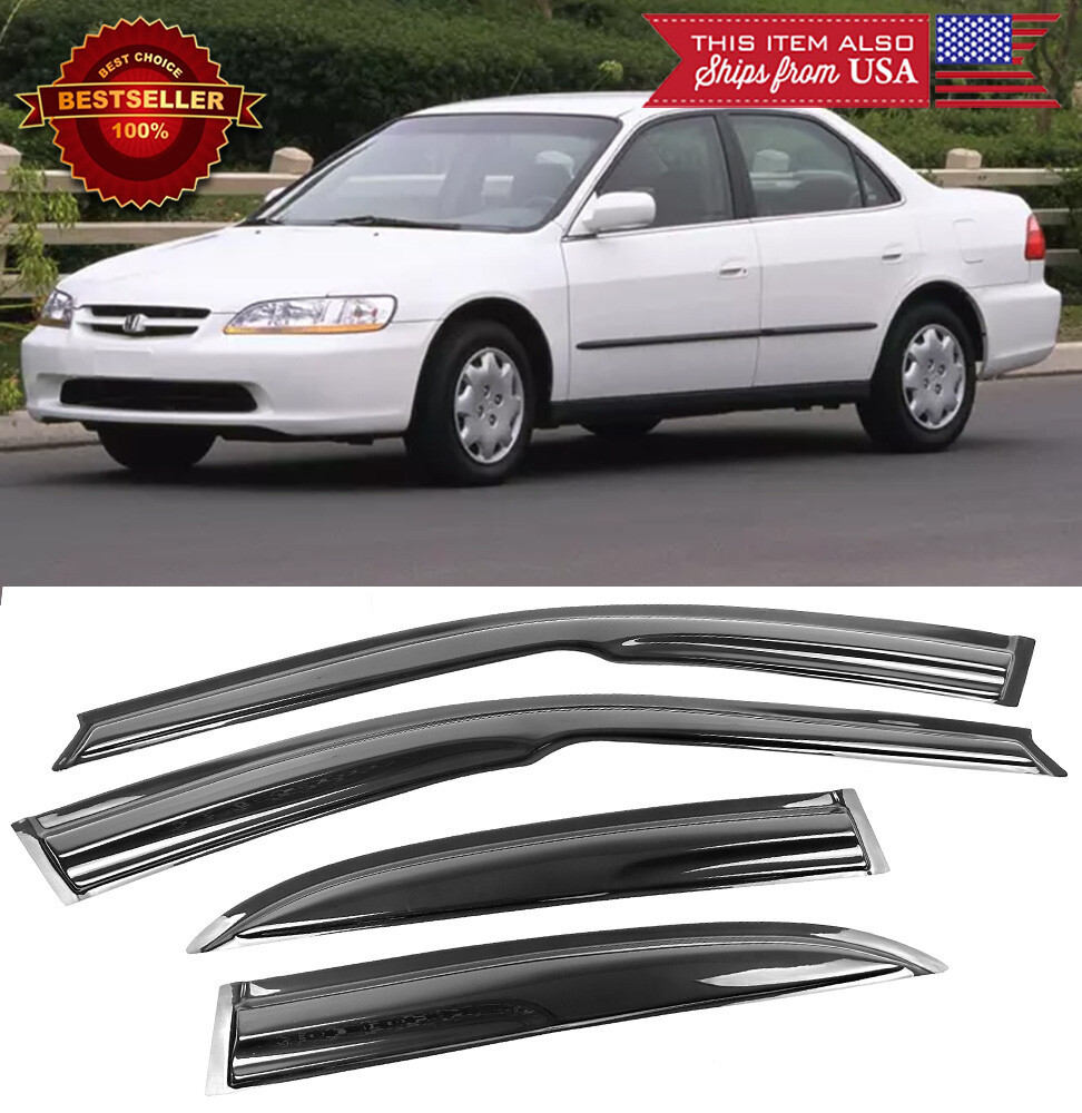 3D Window Visor Deflector Sun Vent Rain Wind Guard Shade Fit 98-02 Accord 4D